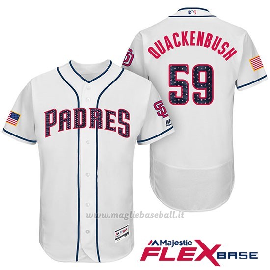 Maglia Baseball Uomo San Diego Padres 2017 Estrellas y Rayas Kevin Quackenbush Bianco Flex Base